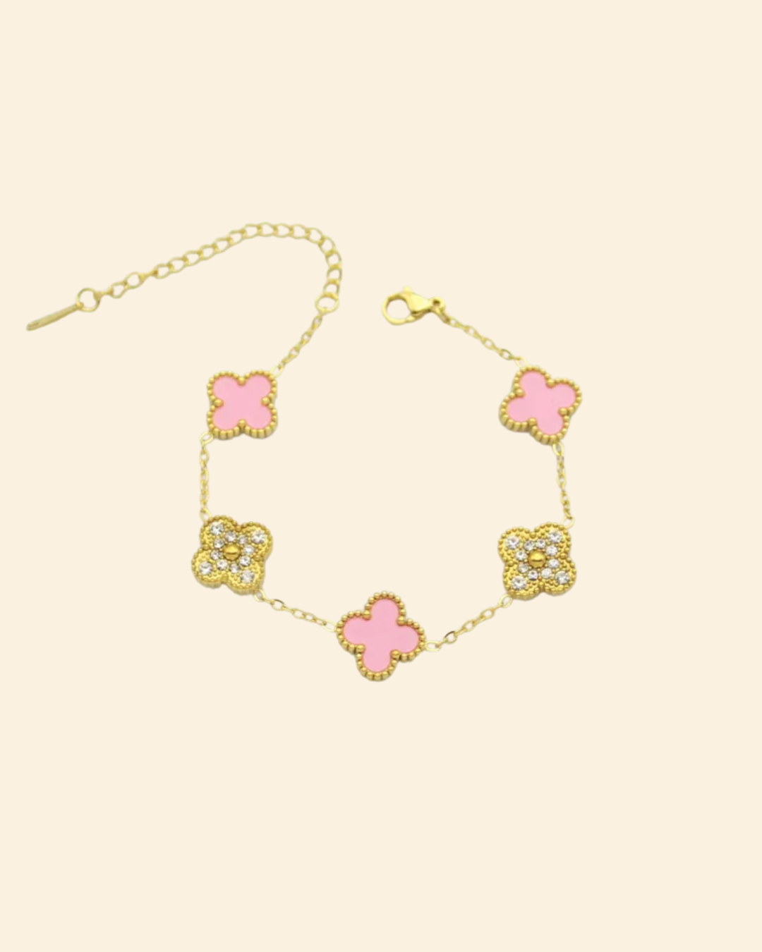 Pink clover bracelet