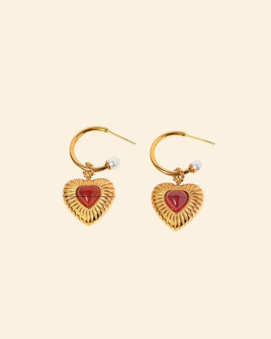 Red candy heart earrings