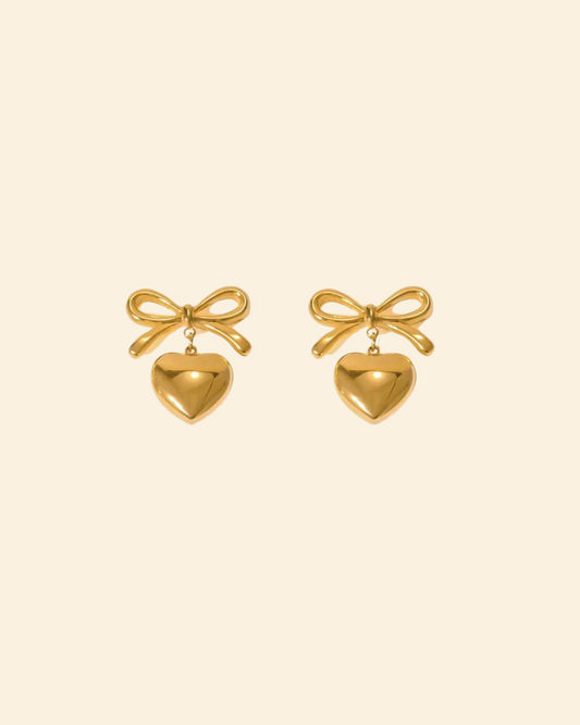 Heart & bow Earrings (gold)