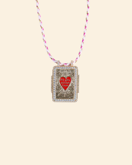 All you need is love card necklace