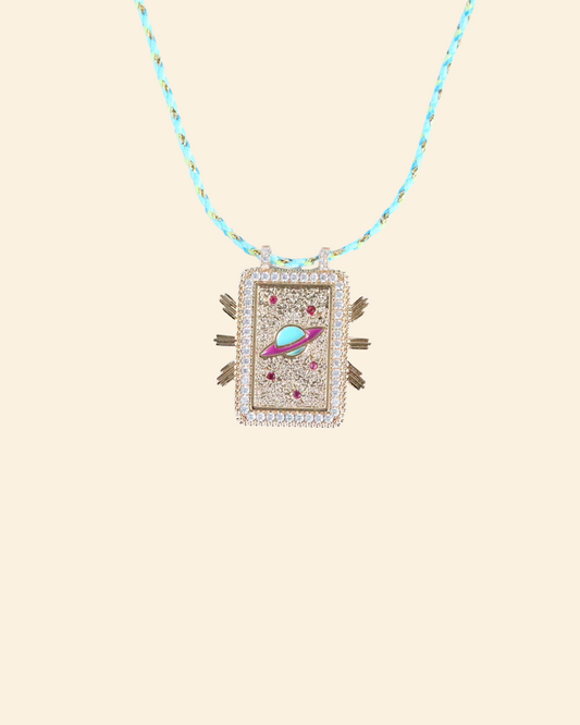Space card necklace