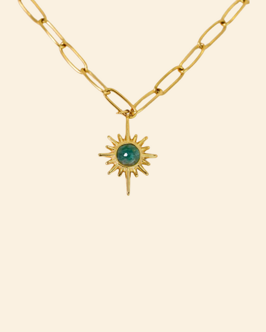 Green Stone Sun Necklace