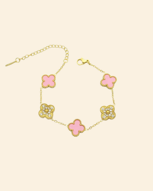 Pink clover bracelet