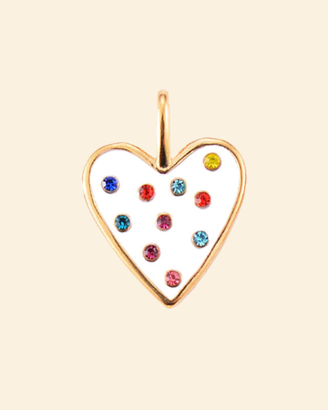 White colorful heart charm